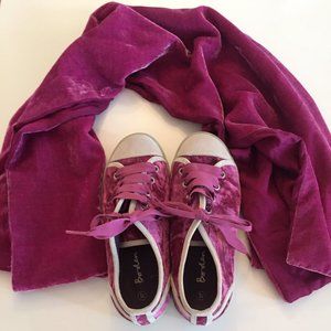 Boden pink velvet sneakers (and free scarf)